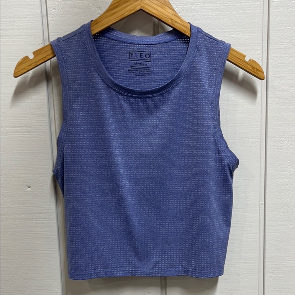 Fleo Blue Crop Tank Top Sleeveless